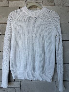 Alice Walk Classic Cotton Crewneck Sweater Size XS — White